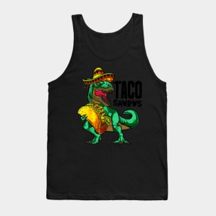 Tacosaurus Taco Dinosaur Funny Cinco de Mayo Tank Top